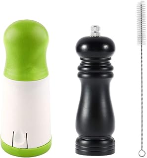 Smavles Moulin à Poivre Manuel 2 Pièces Broyeur Epices Manuel Moulin à Sel Moulin à herbes Broyeur de Poivre Avec Brosse de Nettoyage Accessoires de Cuisine