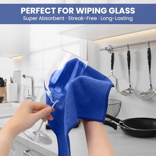 Image of SIFANGKE Microfiber Cleaning Cloth, 12 Pack RoyalBlue Cleaning Rags for Housekeeping, Reusable Microfiber Towels for Car, Kitchen, Bathroom and Household Cleaning Supplies, 11.8 inchX11.8 inch