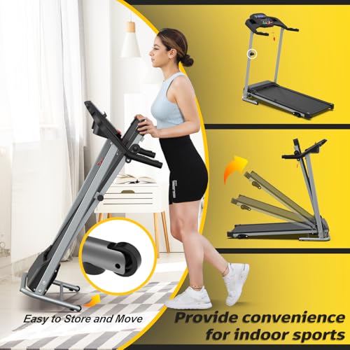 Image of Compact Home Treadmillwith 3-Level Manual Incline, 2.5HP Motor Running Treadmill for Home, Heart Rate Sensor, 0.5-7.5 MPH Speed, LCD Display, 265LBS Capacity for Workout & Fat Loss