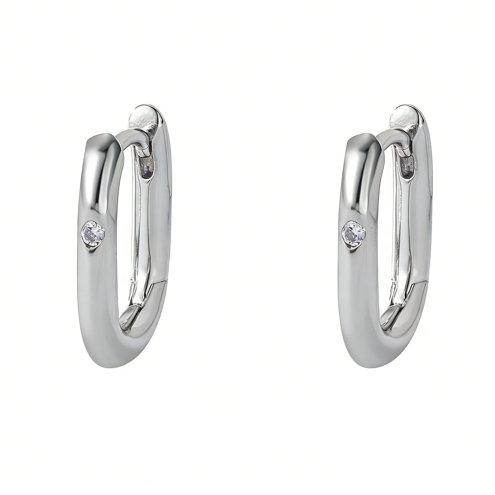 Orecchini Donna Cerchio, Oro giallo Orecchini Cerchio Pietra a U lucida con moissanite