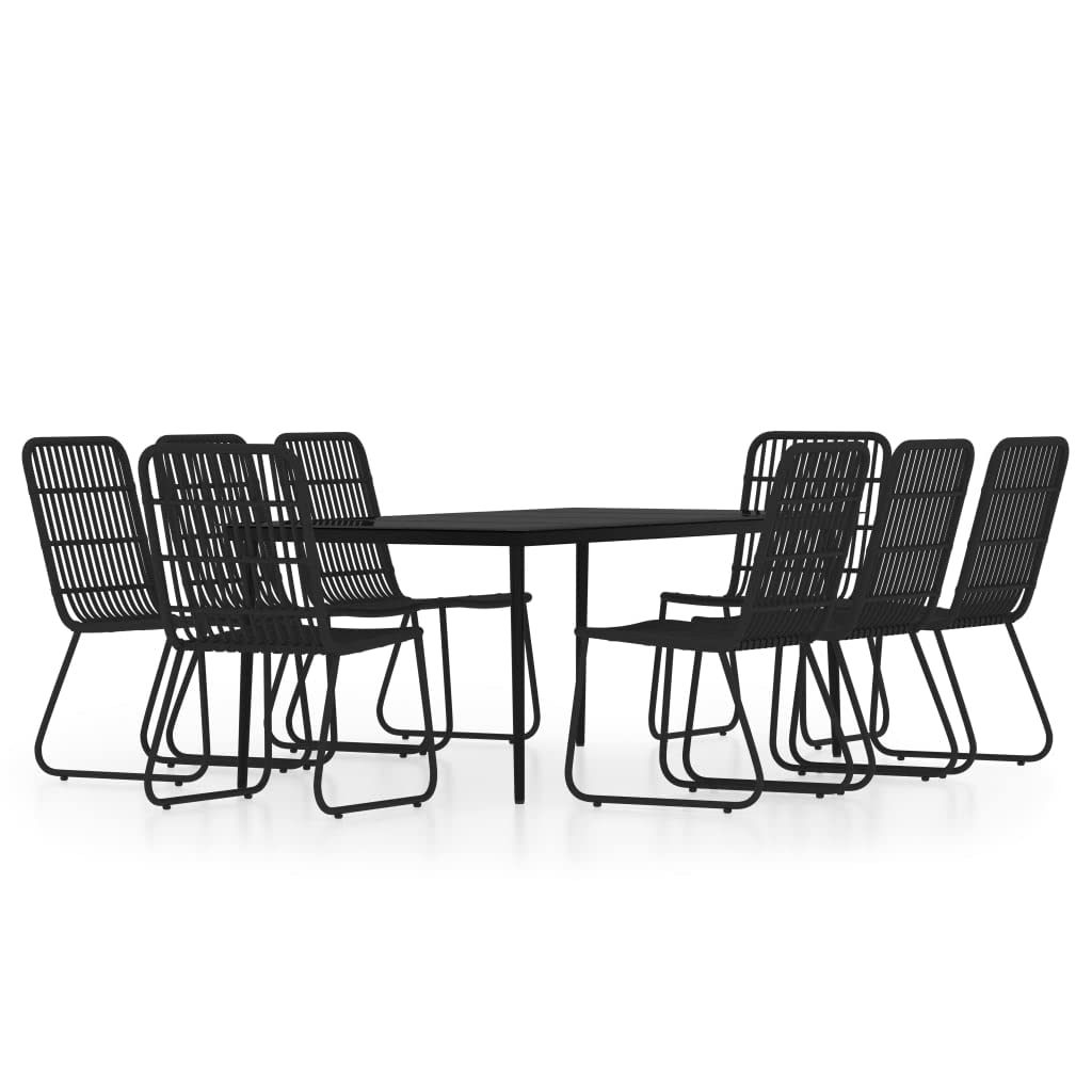 SKM Juego de Comedor de jardín 9 Piezas Negro,Mobiliario,Muebles de jardín,Conjuntos de jardín,Negro,82.62 kg,3099184