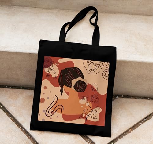 Image of TrendoPrint Canvas Tote Bags for Women with Zip, College Bag for Girls, 100% Organic Cotton Tote Bag for Shopping, Travel & Beach