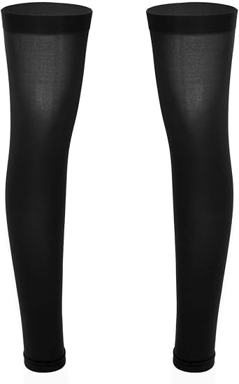 Mens Thigh High Full Leg Sleeve Footless Knee Brace Socks Breathable Stocking Knee High Basketball Socks
