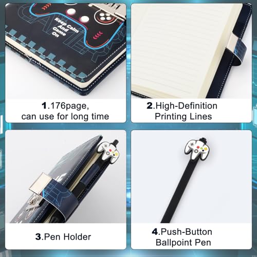 Youerls Tagebuch mit Schloss, Tagebuch Jungs Kinder Tagbuch mit code Schulanfang Valentinstag Geburtstag Geschenke FüR Jungen 8 9 10 11 12 13 14 15 Jahre Game Notizbuch Kinder Spieletagebuch-Set