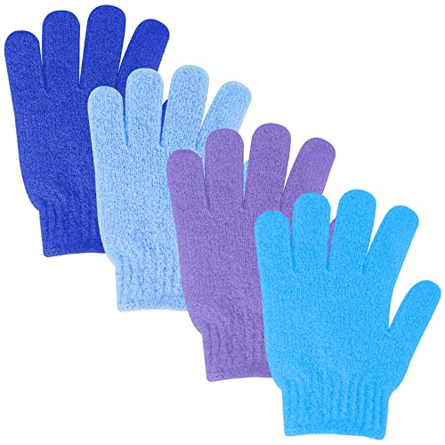 Sibba 4 X Peeling-Duschhandschuhe Doppelseitig Peeling-Badhandschuhe Dusche Körperschrubber Handschuh Abgestorbene Hautentferner Peeling FäUstlinge NatüRlicher KöRper Luffa Waschlappen Badezubehör