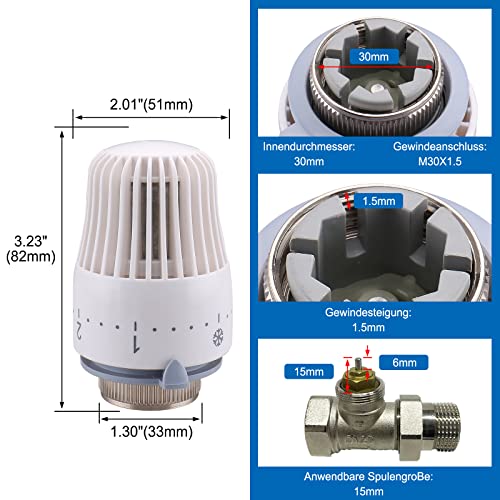 Wengart Thermostatic Radiator Head, M30x1.5, Heating System Temperature Control Head - Image 4