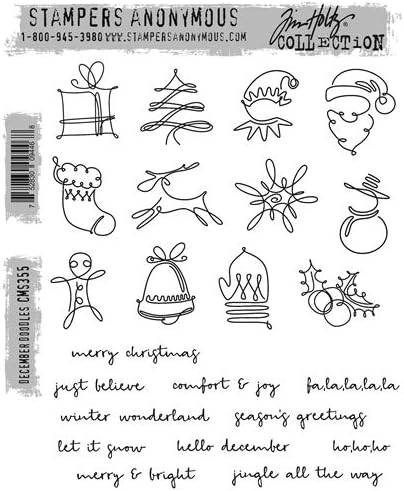 Tim Holtz Cling Stamps 7"X8.5"-December Doodles