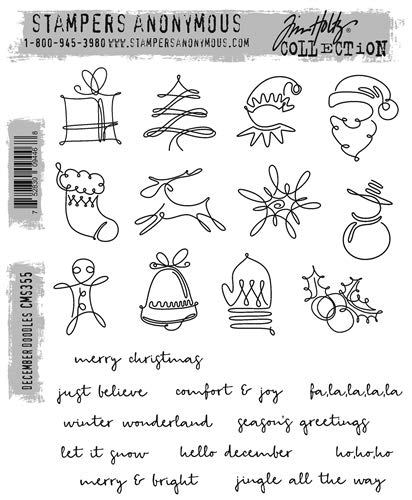 Tampons Tim Holtz Décembre Doodles : tampons en caoutchouc Stampers Anonymous