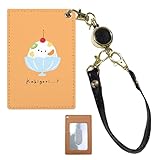 [MOSHI MOSHI] パスケース カードケース 定期入れ リール付き シマエナガ おにぎり 苺大福 かき氷 アイス 04：オレンジ