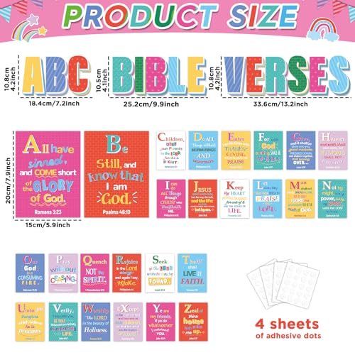 Image of 29Pcs ABC Bible Verse Poster Christian Scripture Bulletin Board Sunday School Classroom Decorations Religious Inspirational Quotes Poster for Back to School Church VBS Classroom Home Wall Decor