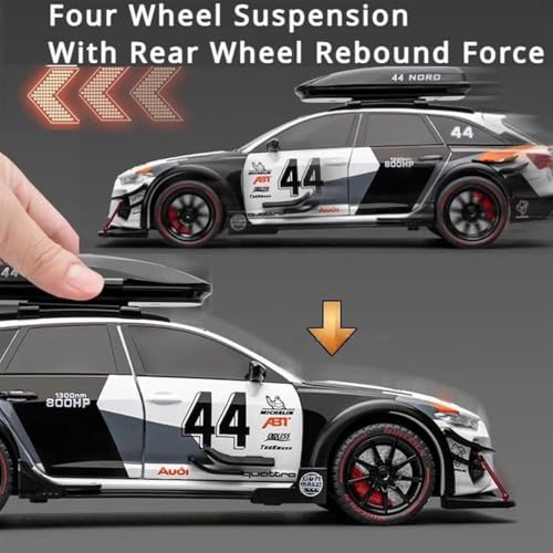 Image of Scale Exclusive Alloy Metal Pull Back | Die-cast Car Model with Sound Light Mini Auto Toy for Kids Metal Model Toy Car with Sound and Light (1:24 Scale adi RS6 Modified-L Blue)
