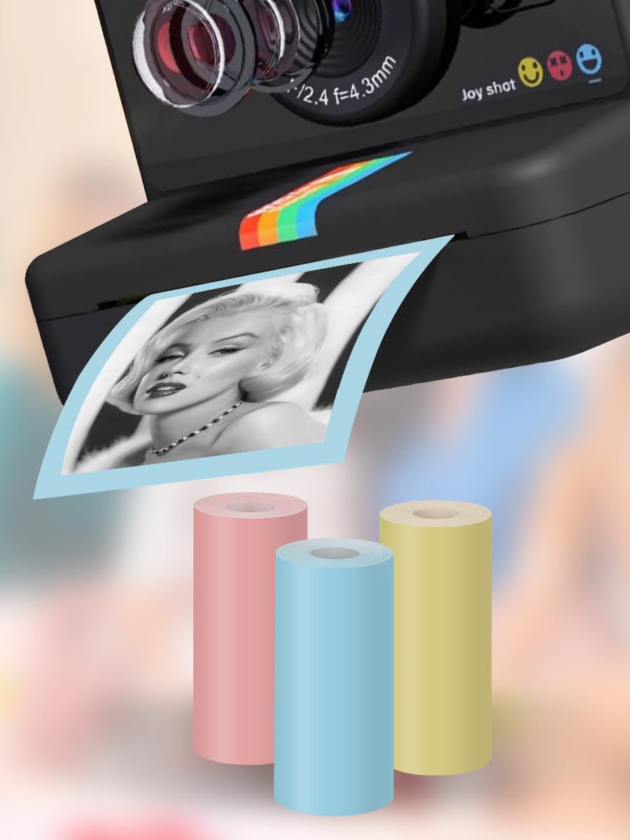 3 rollos de papel de impresión instantánea para cámara, repuesto de papel de cámara de impresión HD para la mayoría de cámaras instantáneas, colorido (57 x 25 mm)