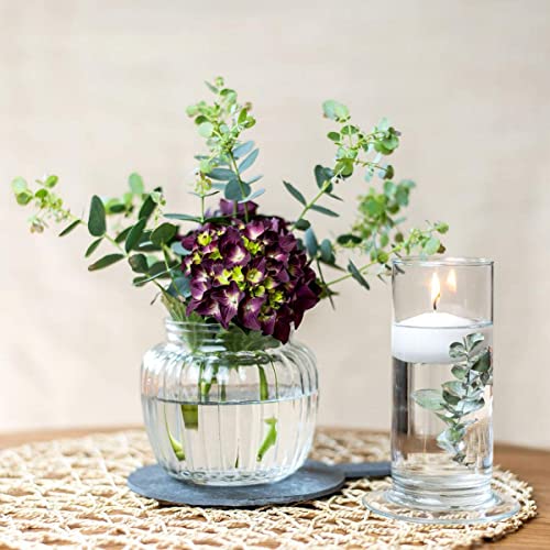 Image of Incrizma Vintage Style Ribbed Glass Bubble Flower Jar Vase 14cm ~ Perfect for Wedding & Home- Vase for Home Decor，Desktop Vases Flower-Vases with Smooth Glass Surface, for Kitchen Decor