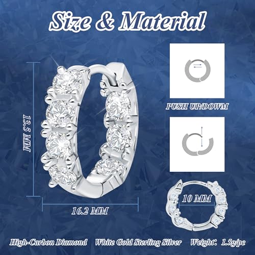 Sereney 925 Sterling Silver Hoop Earrings for Women, Silver Hoop Huggie Earring as Hypoallergenic Earrings for Women, White Gold Jewelry with High-Carbon Diamond as Hypoallergenic Earrings4