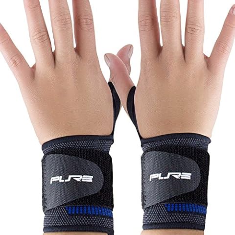 Wrist Support Compression Sleeves with Adjustable Straps for Perfect Fit - Relieve Carpel Tunnel, Wrist Pain – Use for Working Out, Yoga, Bowling (L, Black/Blue) Cover