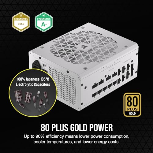 Image of CORSAIR RM1200x Shift Fully Modular ATX Power Supply - 80 Plus Gold - ATX 3.0 - PCIe 5.0 - Zero RPM - Modular Side Interface - White 1200W (Pack of 2)