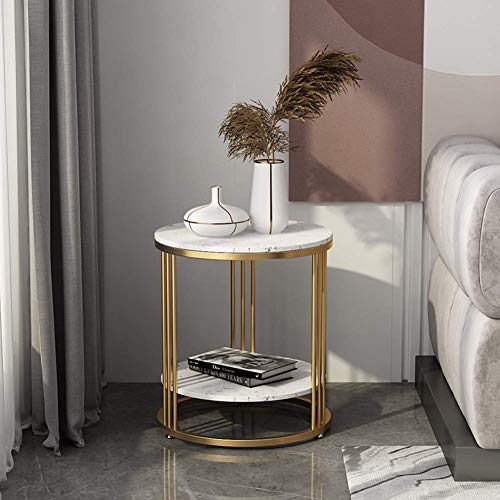 Table basse ronde en marbre double niveau pour optimiser l'espace du salon - 3