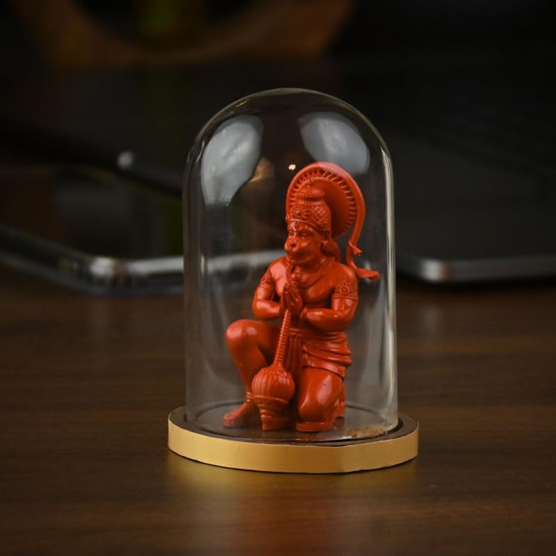 Image of Mahabali Hanuman Idol Small Divine Murti for Mandir, Car Dashboard, Home & Office | Resin Lord Hanuman Statue for Pooja, Vastu & Festival Gifting (Orange Look)