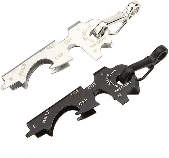 2 pc of 8 in 1 Stainless Steel Multi-function Tool Keychain Outdoor Survival Gear