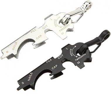 2 pc of 8 in 1 Stainless Steel Multi-function Tool Keychain Outdoor Survival Gear