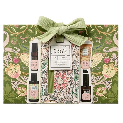 Image of William Morris At Home Body Lotion and Wash x2 50ml, Hair Mist 30ml, Pulse Point Oil 10ml, Iceland 1871 Scent, Moisturiser, Travel Size, Vegan and Cruelty Friendly, Gift For Her, Beauty Self-Care