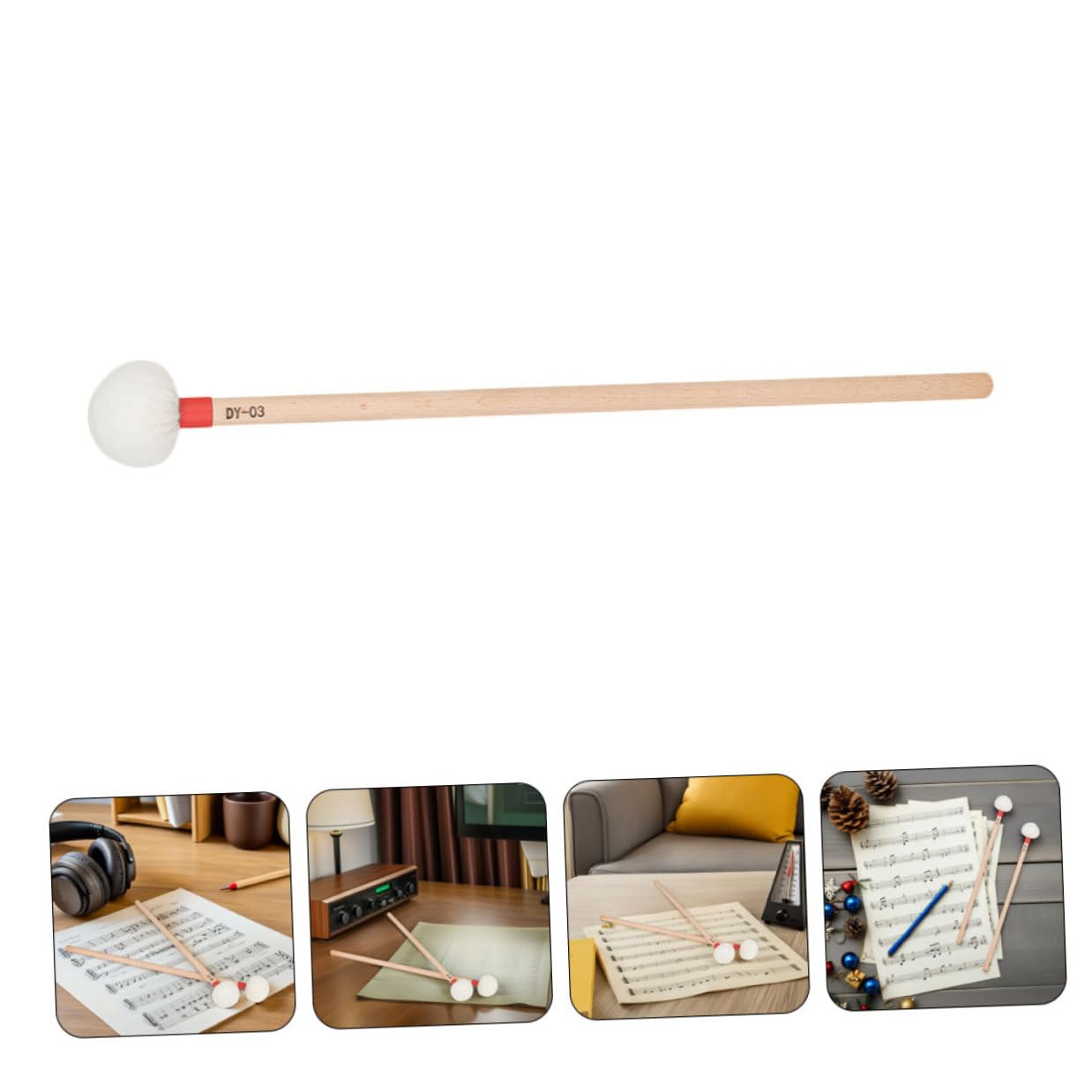 TOYANDONA Bacchette con Manico in Legno in Feltro Beige per Timpani 4 Pezzi Design Ergonomico per Gruppi Scolastici e Ambienti Musicali