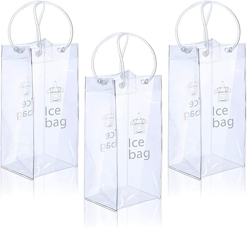 Miniatura 9 de Bolsa de vino de hielo, portátil, plegable, transparente, con asa, para fiestas, exteriores, champán, cerveza fría, vino blanco, bebidas frías,