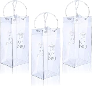 Ice Wine Bag Portable Collapsible Clear Wine Pouch Cooler with Handle for Party,Outdoor,Champagne,Cold Beer,White Wine,Chilled Beverages,Iced Drinks 3 Pack (3)