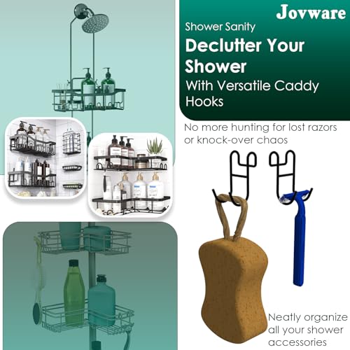 Black 2 Pack Shower Caddy with Hooks & Loofah Support