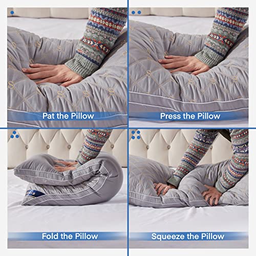 Siluvia Body Pillow For Adults-Premium Adjustable Loft Quilted Body Pillows - Hypoallergenic Fluffy Pillow - Quality Plush Pillow - Down Alternative Pillow (Gray-Lightgray, 21”X54“) #TOP3