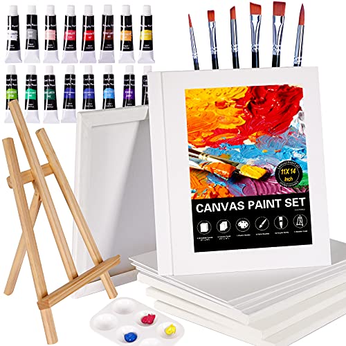 Acrylic Painting Canvas Art Set, 34pcs Acrylic Paint Set with Tabletop Easel, 6 Canvas Panels, 4 Stretched Canvas (11x14inch), 16 Vibrant Acrylic Paints, 6 Brushes, Art SuppliesΓΒ for Artists Acrylic Painting Canvas Art Set, 34pcs Acrylic Paint Set with Tabletop Easel, 6 Canvas Panels, 4 Stretched Canvas (11x14inch), 16 Vibrant Acrylic Paints, 6 Brushes, Art SuppliesΓΒ for Artists