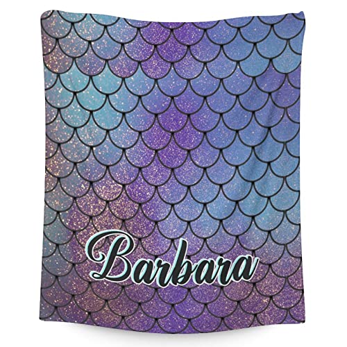 Mercuryelf Custom Mermaid Throw Blanket - Soft, Fuzzy & Warm - 40x50 Inches Flannel Blankets for Travel, Office - Dark Novelty Throws Gift for Kids
