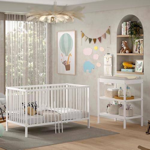 Paris Prix Pack - Lit Bébé & Table à Langer Dino 70x140cm Blanc