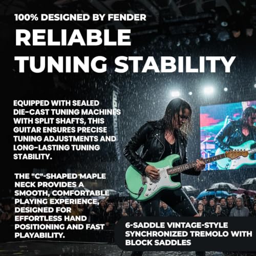 Image of Fender Squier Stratocaster Electric Guitar, Beginner Guitar, with 2-Year Warranty, Includes Free Lessons, Surf Green with Matte Finish