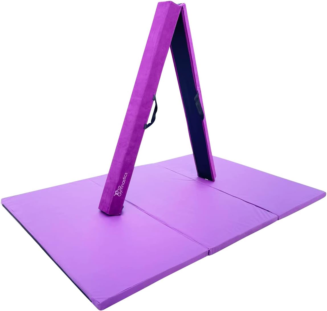 Expandable Gymnastics Kip Bar 3 in 1 Set with Balance Beam, 6'x4' Mat for Kids, Horizontal Bar Junior Gymnastic Training Exercise for Gymnast Home Gym Height Adjustable 3 to 5 FT (Purple)