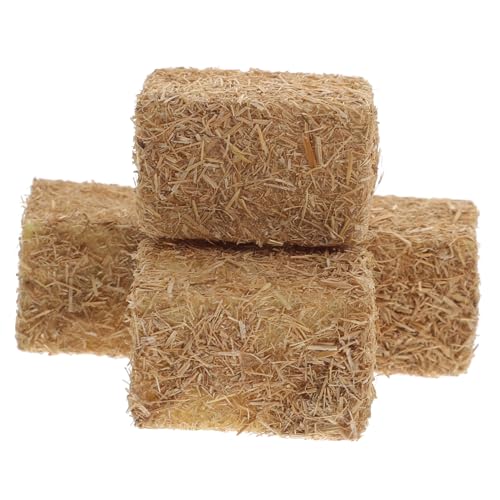 Balles de paille artificielles YRYRYW pour décor de ferme miniature et automnal, lot de 4 pièces