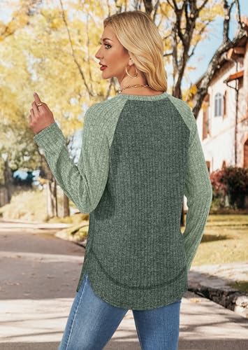 Image of WIHOLL Long Sleeve Shirts for Women Fall Sweaters Lightweight Trendy Tops