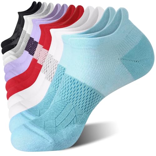 Image of FITRELL 5-6 Pairs Ankle Running Socks for Women Athletic Cushioned Low Cut Tab Sports Socks