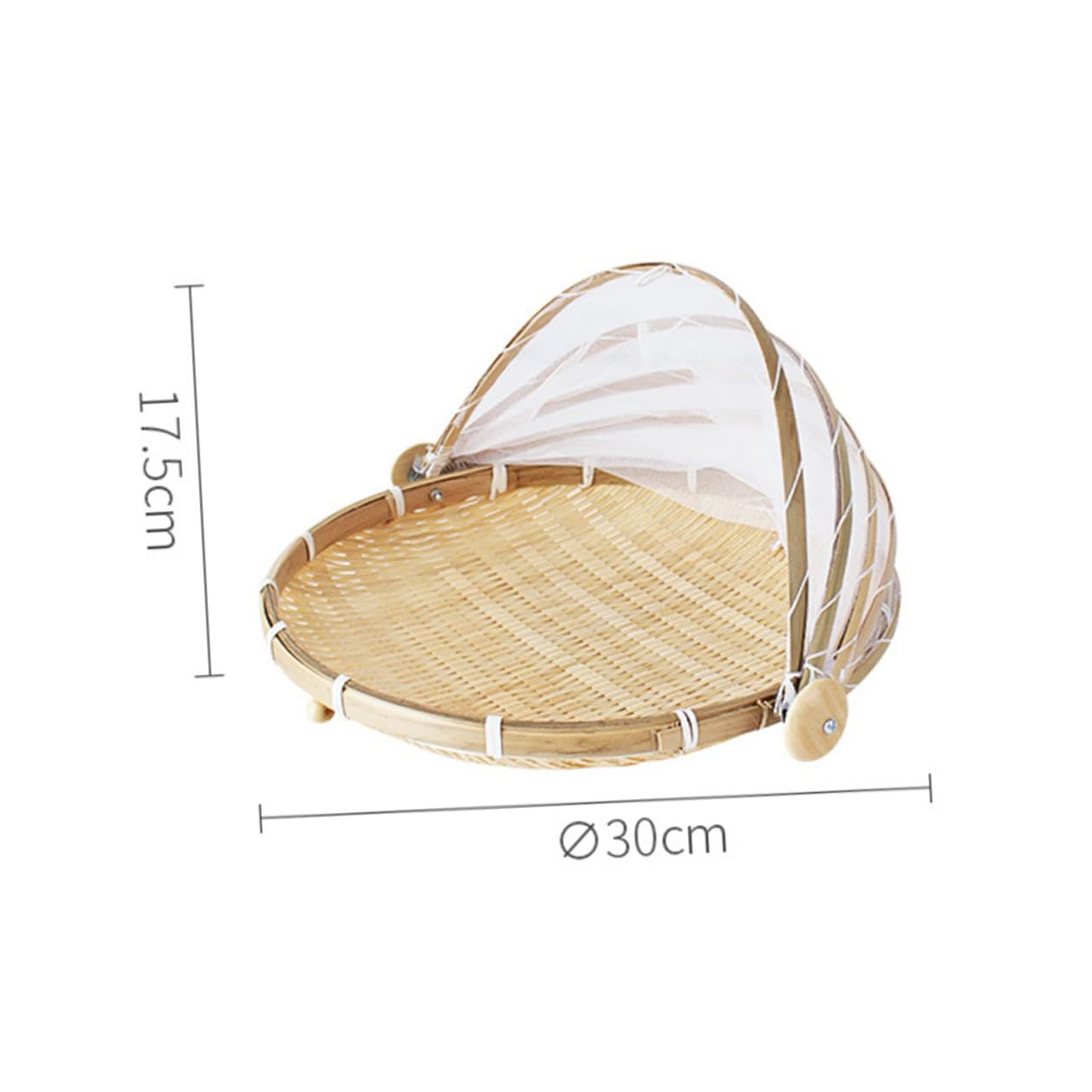 HAKIDZEL Bread Basket Food Serving Tent Basket Bamboo Woven Picnic Supplies Mesh Cover for Outdoor