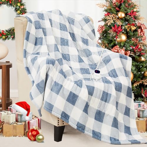 Image of Homemate Electric Blanket Heated Twin Size - 62 inchx84 inch Ultra Soft Cozy Flannel Heating Blanket with 10 Fast Heat Levels 8 Hours Auto Off Over-Heated Protection ETL Certification Keep Warm in Home