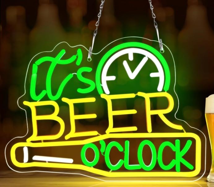 Wall Mitra Its Beer o' Clock Neon Signs,for Man Cave, Bar LED Neon Lights for Wall Decor Beer Home Bar Pub Night Club Restaurant Bedroom Gift (Beer Clock)24x18-image-41