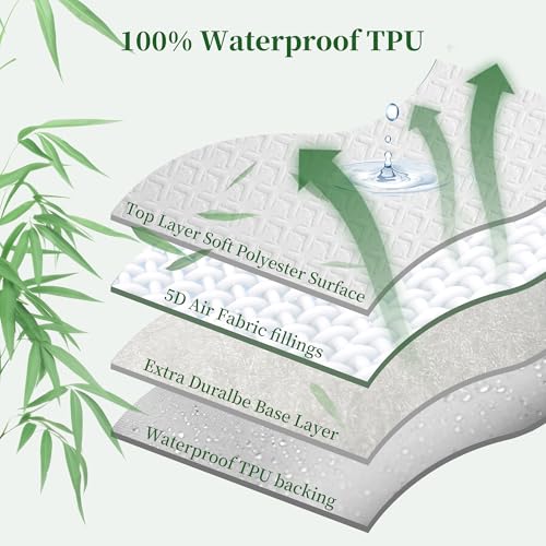 Premium California King Size Mattress Protector,100% Waterproof HN Cooling Bed Mattress Cover,Breathable Noiseless Fitted 8"-21" Extra Deep Pocket Anti Slip and Wear-Resistant(3-in-1,Cal King)