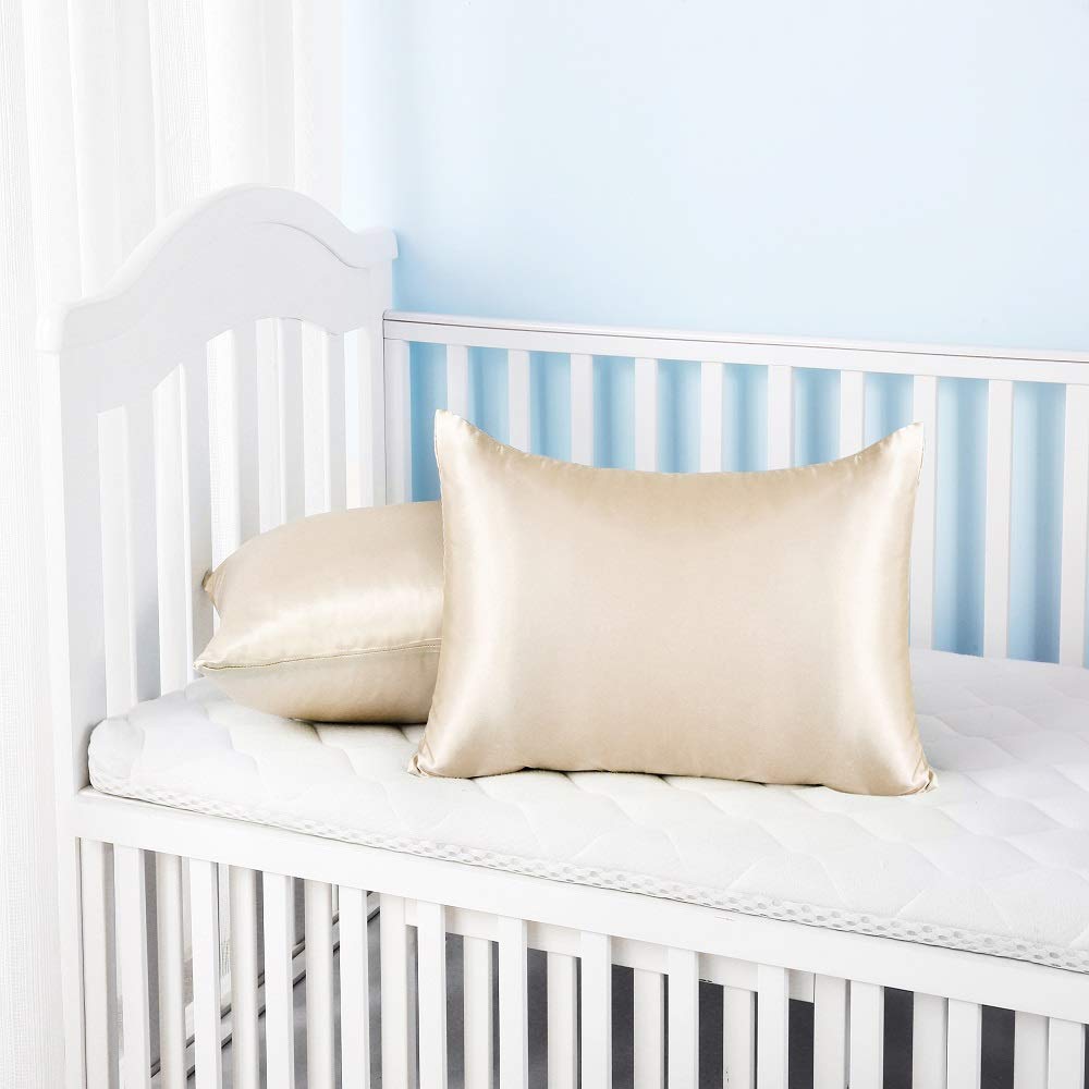 LCBD Silky Satin Toddler Pillowcases Set of 2, Super Soft Travel Pillow Covers, Small Kids Pillow Cases with Envelope Closure, 13
