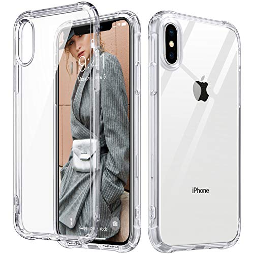 ULAK iPhone X case, iPhone Xs Case Clear, Slim Fit Soft TPU Transparent Back Cover with Shock Absorption Bumper Corners Anti-Scratch, Premium Protective Cases for iPhone Xs/iPhone 10, Clear