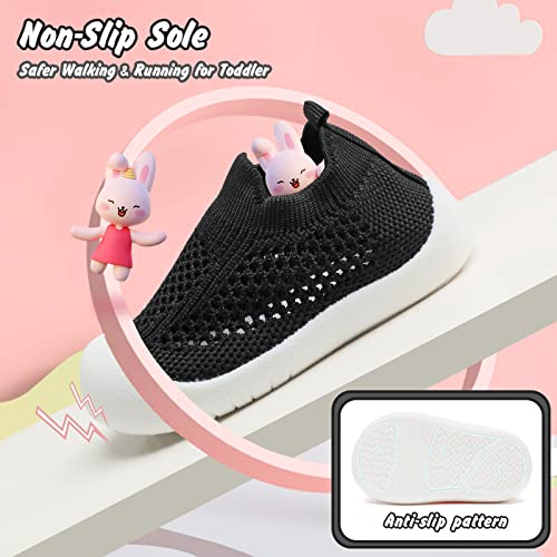 Baby First Walking Shoes Size 4 Toddler Baby Girl Infant Soft Sole Non Slip Lightweight Causal Breathable Mesh Causal Velcro School Winter Sneakers For Baby Boy 12-18 6-12 Months(Black 12.5) 4T #TOP3