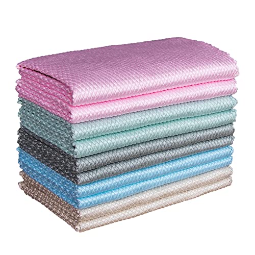 Reusable Nanoscale Cleaning Cloth, Microfiber Cleaning Cloth, 10 Pack 15.7" x 11.8", Fish Scale Polishing Cleaning Cloth, Lint Free Cloth, Streak-Free, Easy Clean Cloth for Household Cleaning
