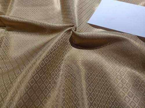 Tissu brocart de soie doré au yard pour rideaux et ameublement chic