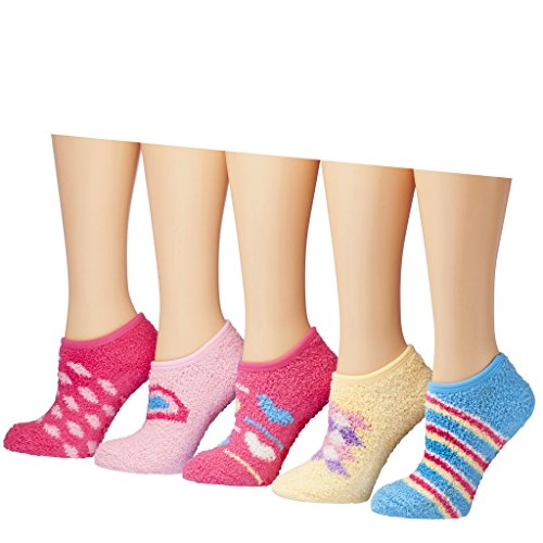 Tipi Toe Women's Colorful Cozy Fuzzy Slipper Socks 5 Pairs