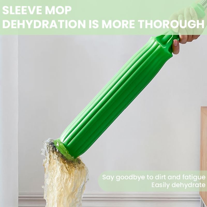 Image of 2-in-1 Self-Wringing Floor Mop with 360 Rotatable Head | Adjustable Handle Microfiber Mop for Wet & Dry Cleaning | Bathroom, Home & Office (Rich Green)
