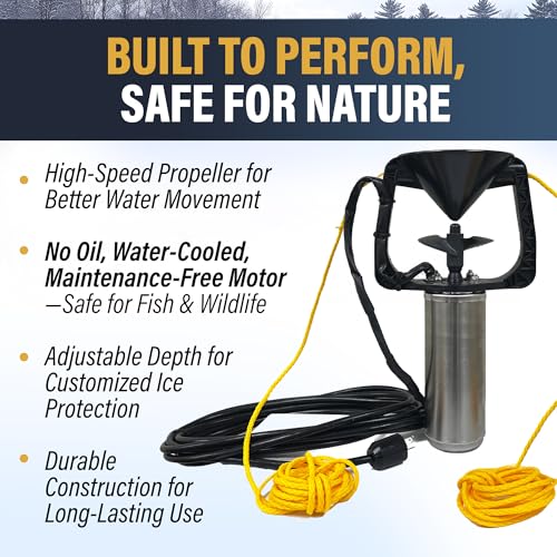 Ice-Away-Pond-and-Dock-Deicer-115v-25ft-Power-Cord–500-GPM-Outdoor-Pond-Deicer-for-Small-Ponds-and-Fish–Submersible-Pond-Heater-with-Eco-Friendly-Water-Cooled-Motor–Ice-Prevention-System Ice Away Pond and Dock Deicer 115v 25ft Power Cord–500 GPM Outdoor Pond Deicer for Small Ponds and Fish–Submersible Pond Heater with Eco Friendly Water Cooled Motor–Ice Prevention System